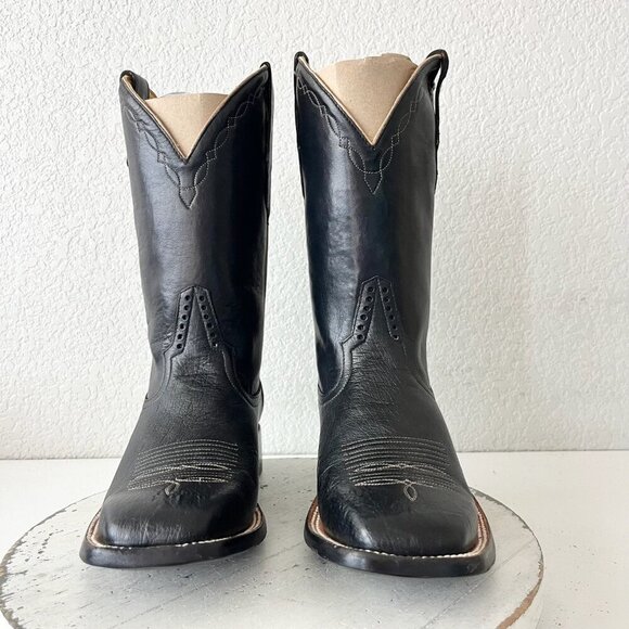 Rod Patrick Womens Cowboy Boots 7EE Black Smooth Ostrich Western Square Toe - Picture 5 of 12